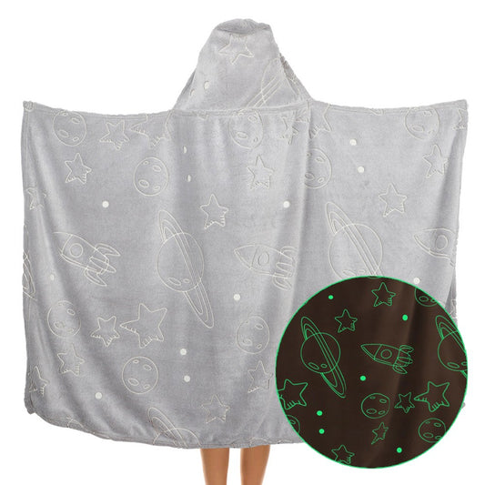 Luminous Hoodie Flannel Blanket for Kids Luminous Hooded Blanket Wearable Blanket Soft Printed Hooded Blanket Style 3