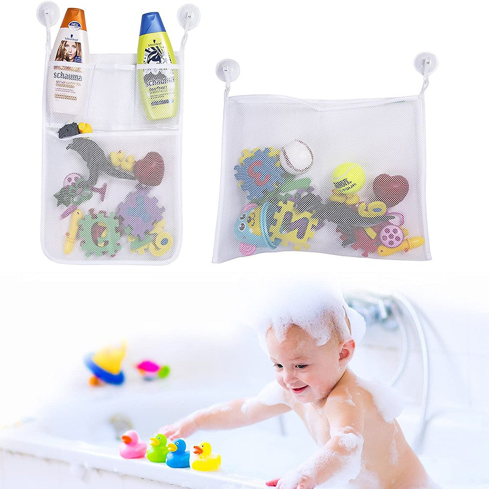Kids Baby Bath Toy Hanging Organizer Anti-Slip Sucker Storage Bag Toy Mesh Holder Shower Bathroom Organizer