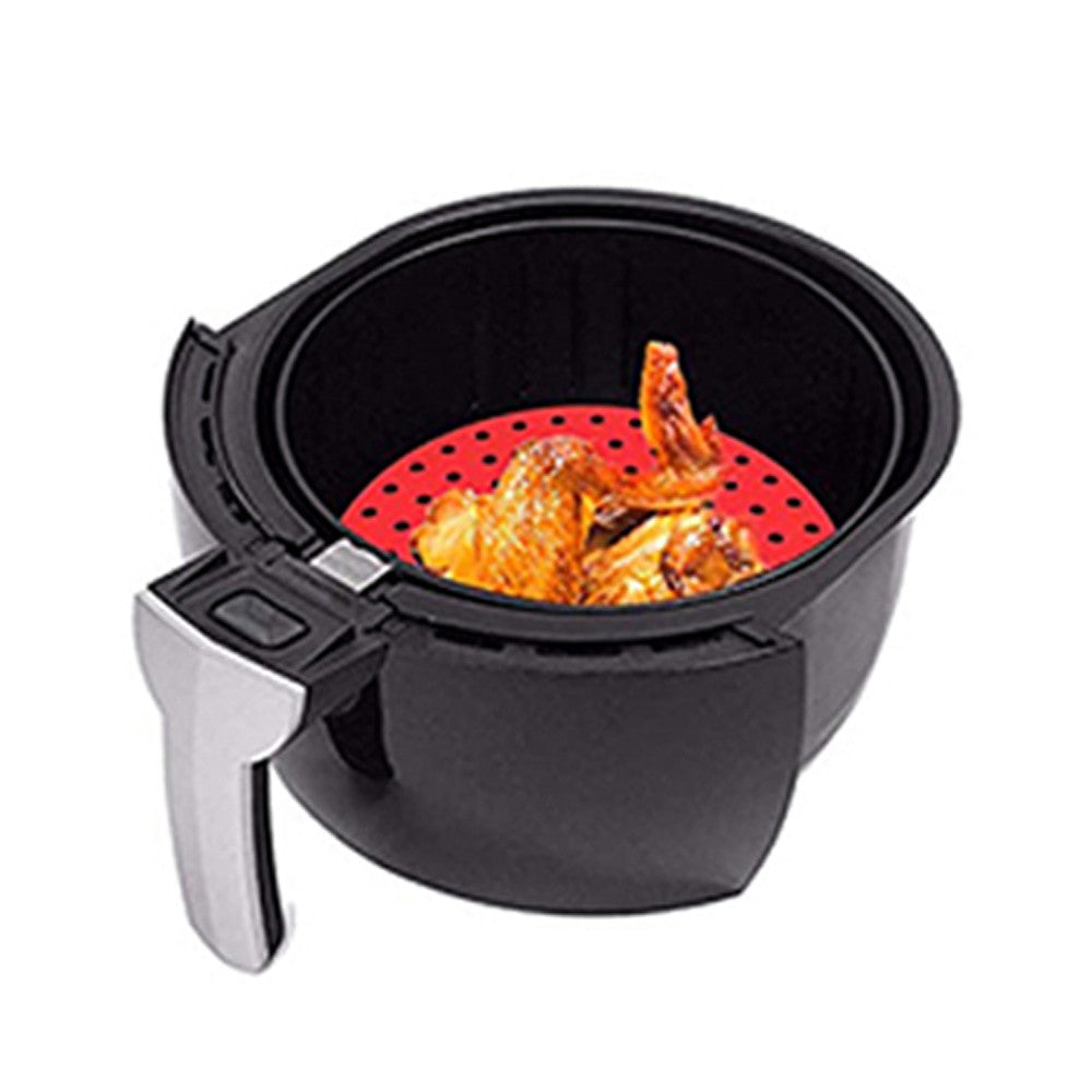 2 X Round Shaped Air Fryer Liners Reusable Baking Pads Air Fryer Mats Steaming Basket Mats Non-Stick Liners for Air Fryers Red Small