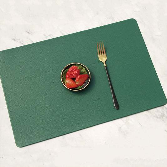 4 Pieces 30 x 45cm PU Leather Placemats Heat-Resistant Placemats Dining Table Mat Non-slip Placemats Home Decoration Green