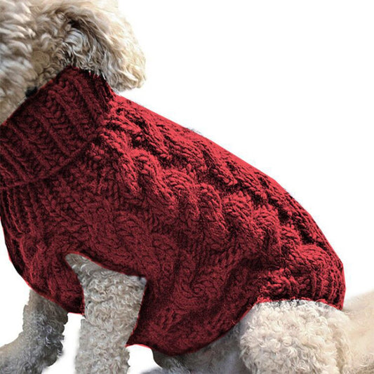 Pet Dog Sweater Pet Turtleneck Knitting Sweater Winter Warmer Clothes Pet Pullover Knitwear Red L