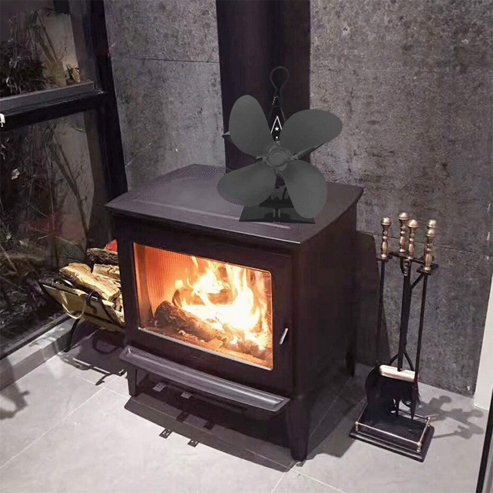 4 Blades Heat Powered Stove Top Fireplace Fan Self-Powered Fan for Wood Burner