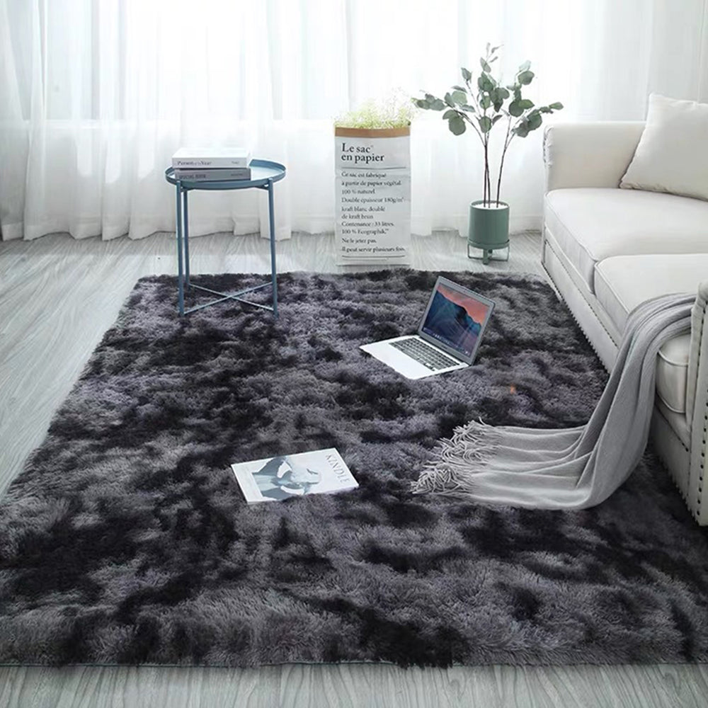 80 x 160cm Dark Grey Soft Rectangle Floor Rug Dye Mat Bedroom Area Rug Shaggy Carpet Home Decoration