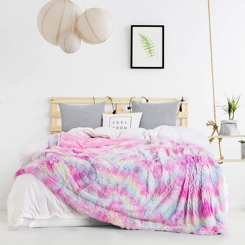 Shaggy Throw Plush Super Soft Blanket Winter Warm Dye Blanket for Bed Sofa
