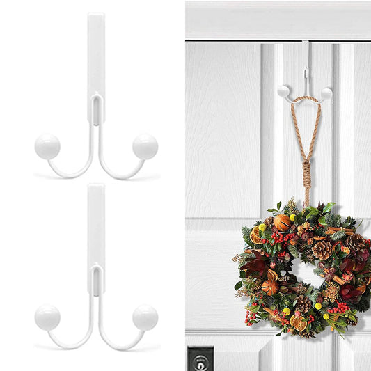 2 X Home Over The Door Double Hanger Hooks Hanging Organizer Clothing Rack Hooks White