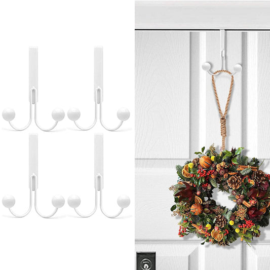 4 X Home Over The Door Double Hanger Hooks Hanging Organizer Clothing Rack Hooks White