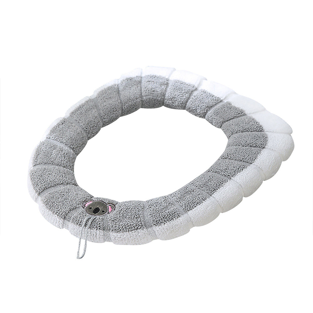 2 X Winter Warm Bathroom Stretchable Closestool Toilet Seat Cover Pad Grey Pink