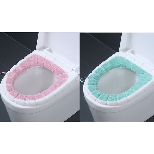 2 X Winter Warm Bathroom Stretchable Closestool Toilet Seat Cover Pad Grey Pink