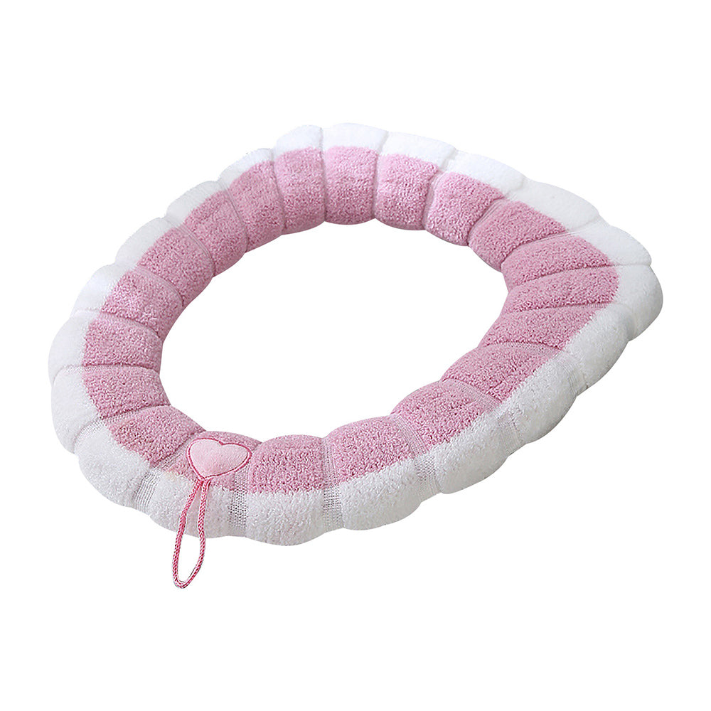 2 X Winter Warm Bathroom Stretchable Closestool Toilet Seat Cover Pad Grey Pink
