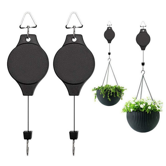 Garden Plant Pulley Retractable Hanger Flower Basket Pot Pull Down Hanging Hook