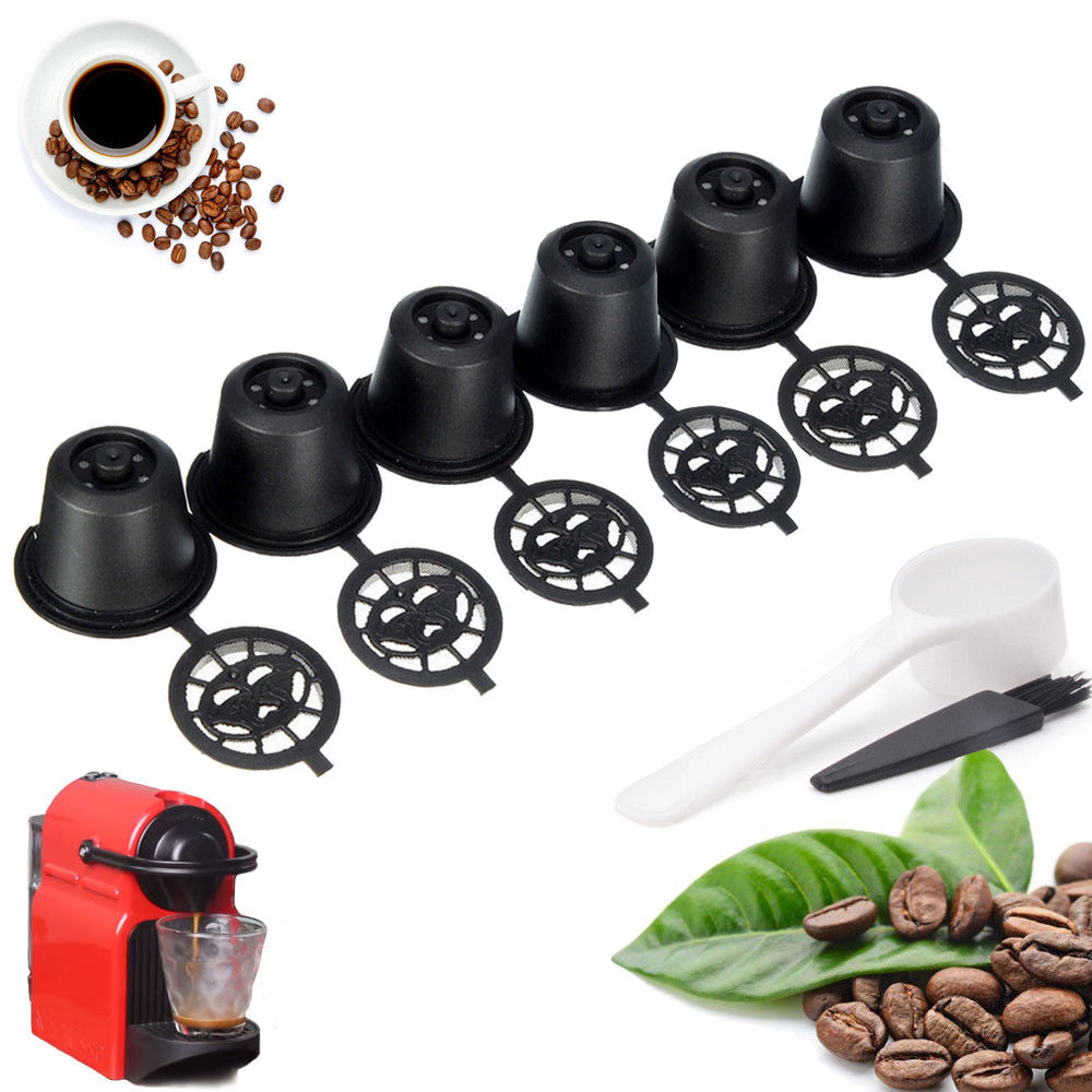 6X Refillable Coffee Capsules Cup Reusable Coffee Capsule Filter Accessories