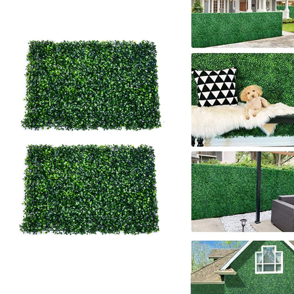 2Pcs 40x60cm Artificial Grass Wall Panel Fence Decor Hedge Mat Fake Plant Wall Decor