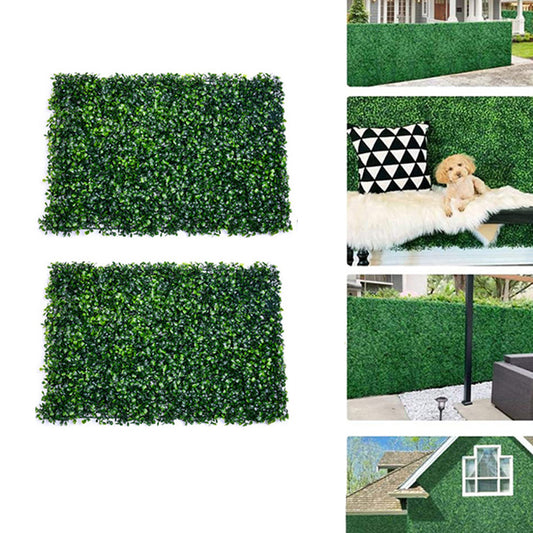 2Pcs 40x60cm Artificial Grass Wall Panel Fence Decor Hedge Mat Fake Plant Wall Decor