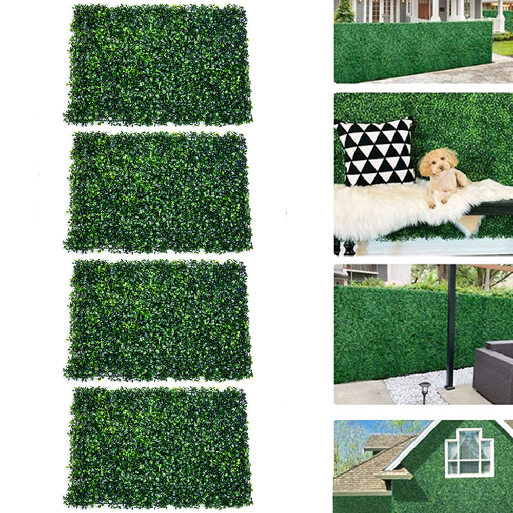 4Pcs 40x60cm Artificial Grass Wall Panel Fence Decor Hedge Mat Fake Plant Wall Decor