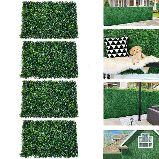 4Pcs 40x60cm Artificial Grass Wall Panel Fence Decor Hedge Mat Fake Plant Wall Decor