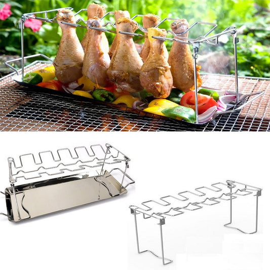 Chicken Leg Wing Rack Stainless Steel BBQ Rack Grill Rack Barbecue Rack with Tray Barbecue Grill Holder