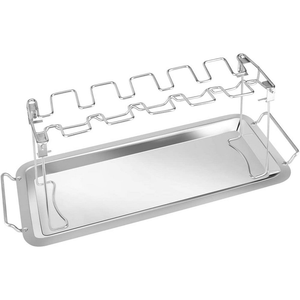 Chicken Leg Wing Rack Stainless Steel BBQ Rack Grill Rack Barbecue Rack with Tray Barbecue Grill Holder