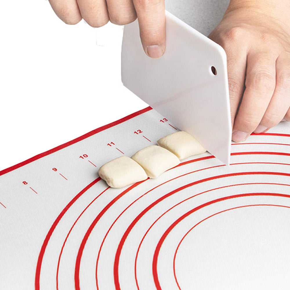 Set of 17 inch Adjustable Stainless Steel Rolling Pin Non-Stick Silicone Baking Mats with Measurements