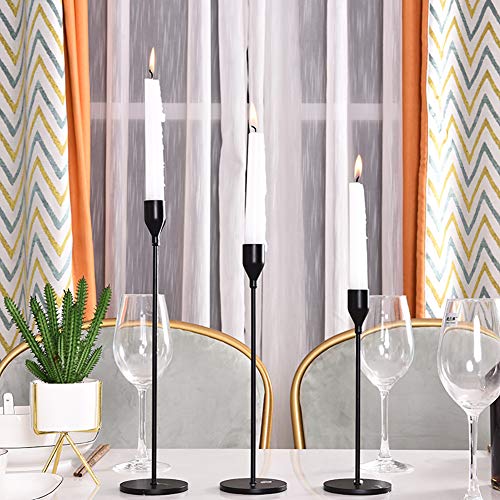 Black 3pcs Iron Candlestick Holders Candle Holders Set Home Party Table Decor