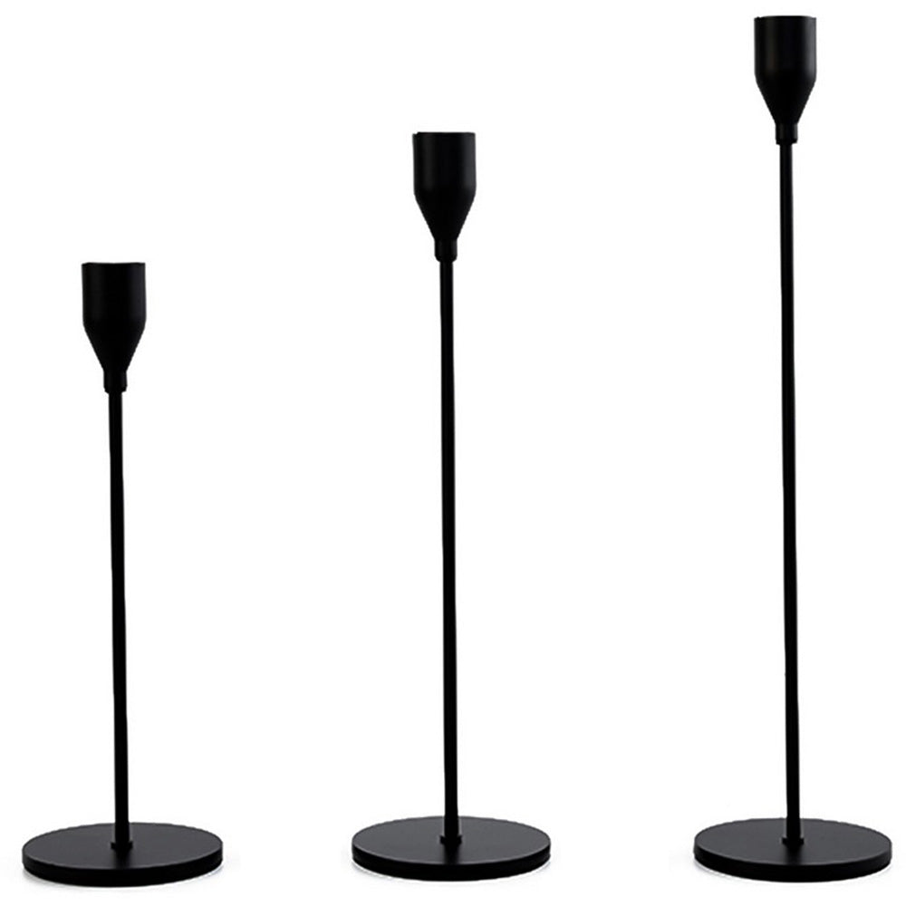 Black 3pcs Iron Candlestick Holders Candle Holders Set Home Party Table Decor