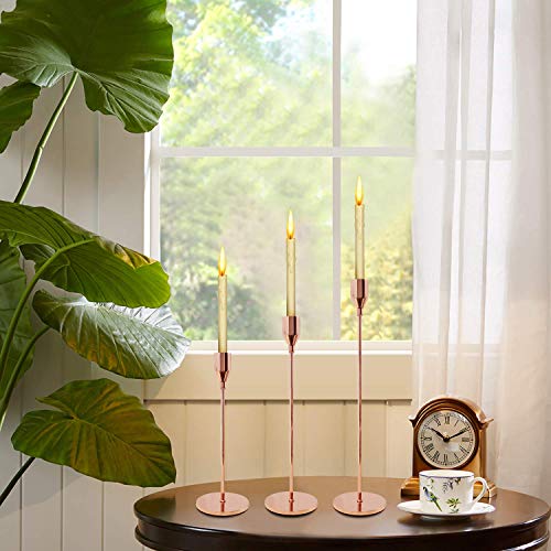 Rose Gold 3pcs Iron Candlestick Holders Candle Holder Set Home Party Table Decor