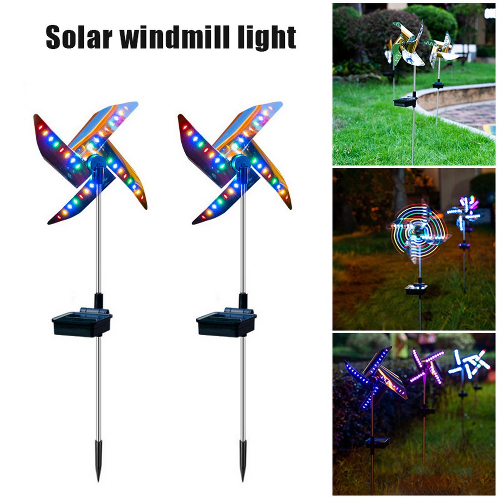 2 X LED Windmill Light LED Solar Light Garden Decoration Solar Windmill Pinwheel Lamp