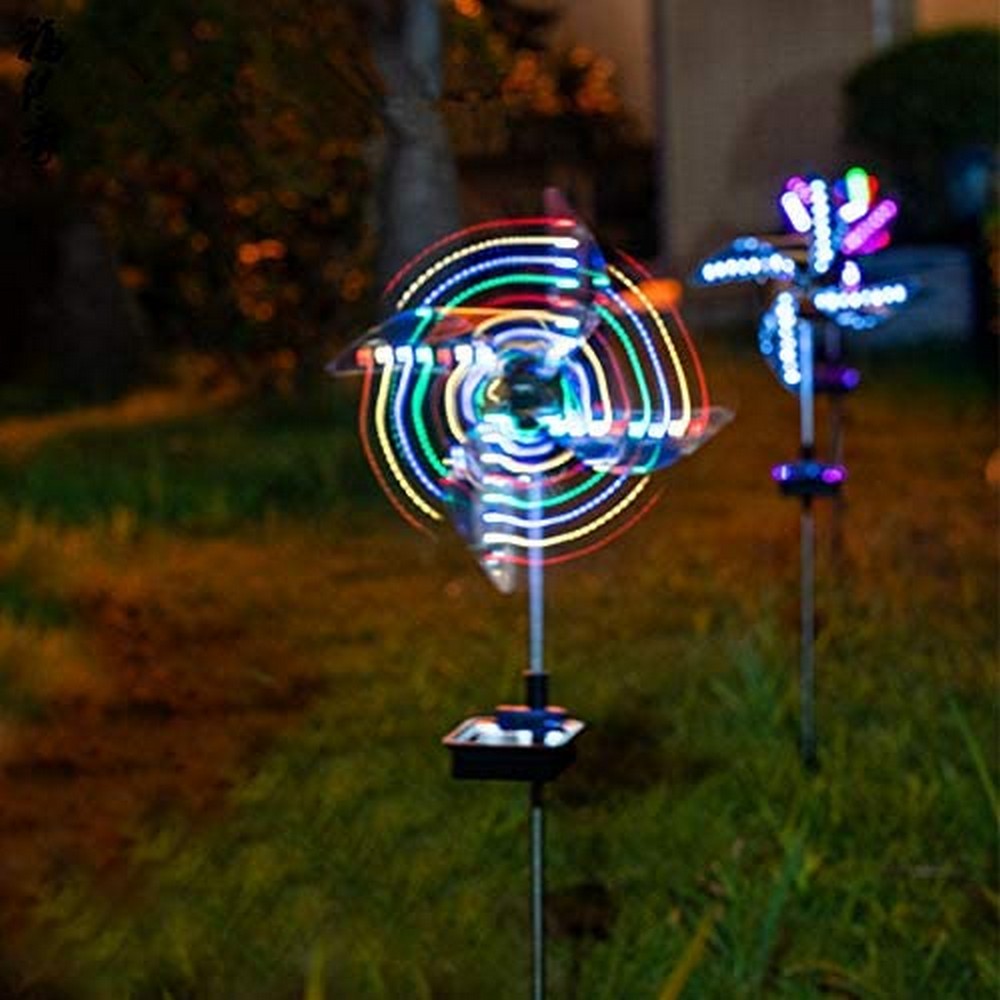 2 X LED Windmill Light LED Solar Light Garden Decoration Solar Windmill Pinwheel Lamp
