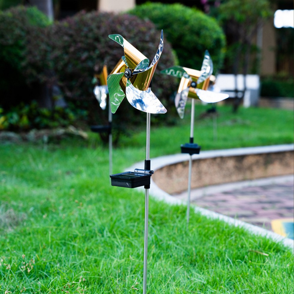 2 X LED Windmill Light LED Solar Light Garden Decoration Solar Windmill Pinwheel Lamp