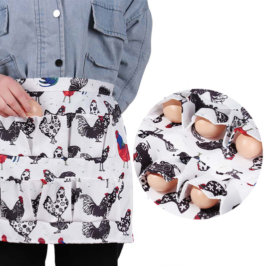 2X 8 Pockets Chicken Egg Collecting Gathering Apron Eggs Collecting Apron with Pockets Farm Apron for Eggs Collecting