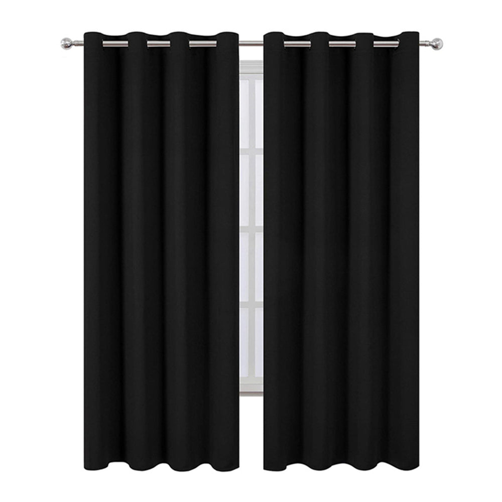Black 2 Panels 140 x 260cm Blackout Curtains Grommet Room Darkening Curtains