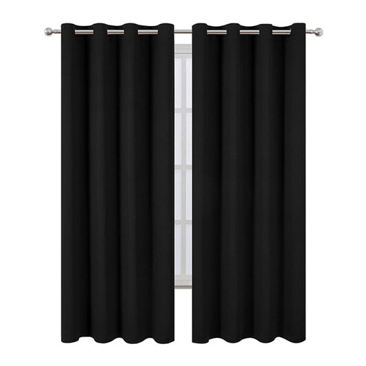 Black 2 Panels 140 x 260cm Blackout Curtains Grommet Room Darkening Curtains