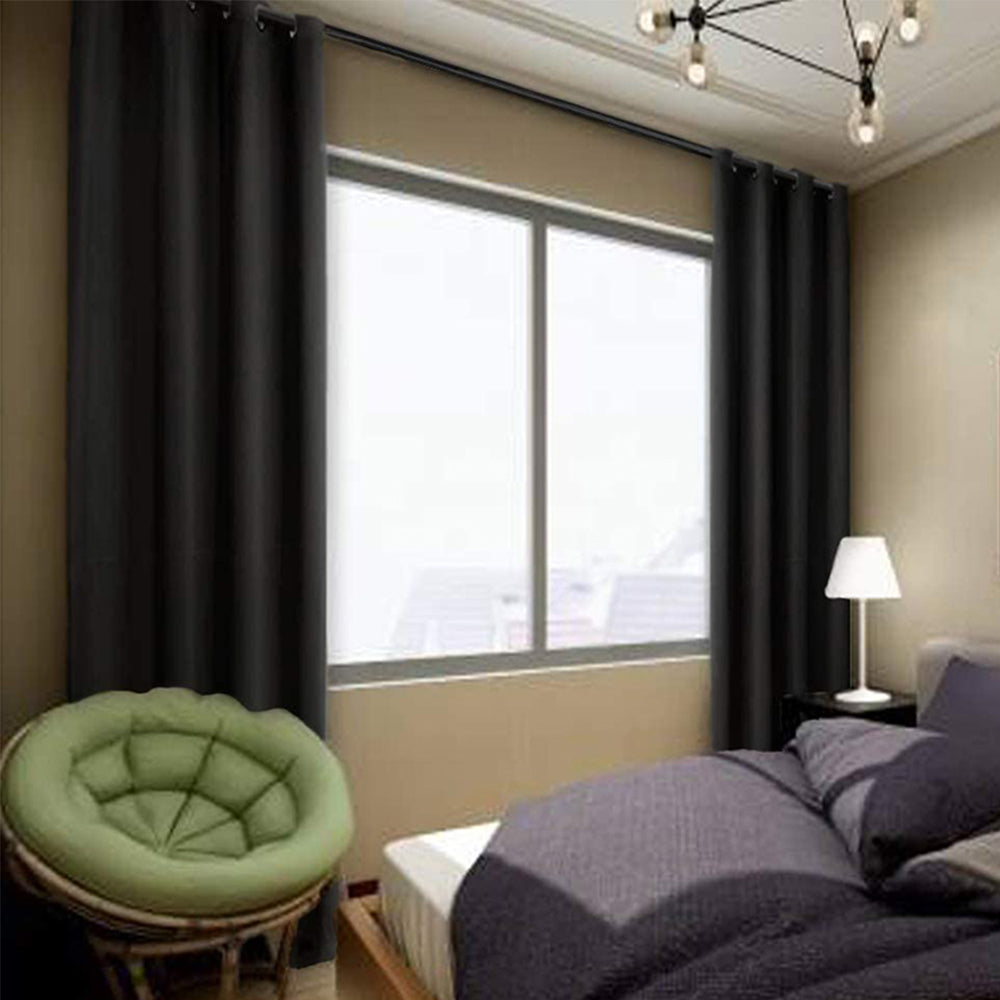 Black 2 Panels 140 x 260cm Blackout Curtains Grommet Room Darkening Curtains