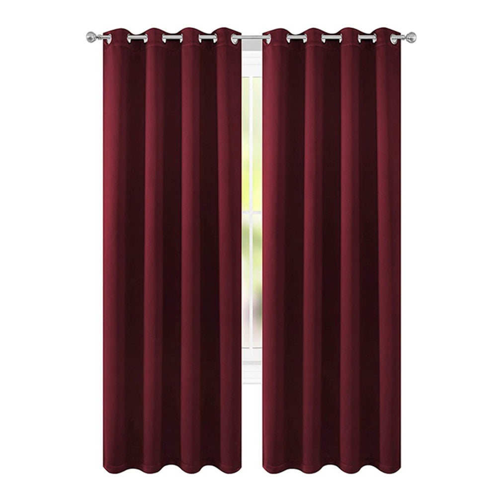 Red 2 Panels 140 x 260cm Blackout Curtains Grommet Room Darkening Curtains