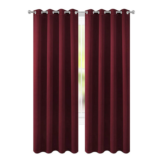 Red 2 Panels 140 x 260cm Blackout Curtains Grommet Room Darkening Curtains
