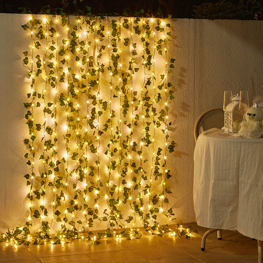 2X 100 LEDs Ivy Leaf LED Garland String Lights 10 Meters Artificial Vine Fairy Lights Party Decor