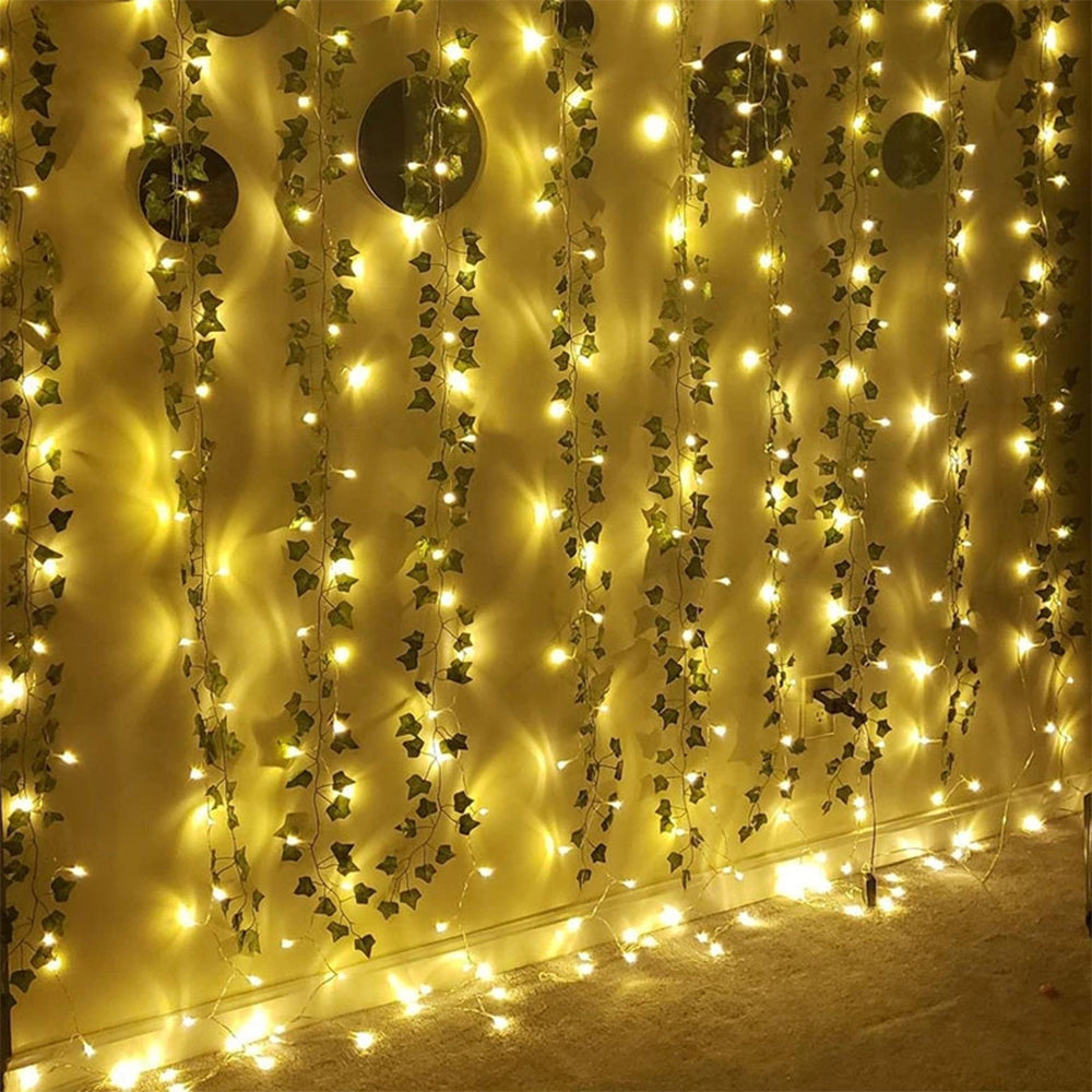 2X 100 LEDs Ivy Leaf LED Garland String Lights 10 Meters Artificial Vine Fairy Lights Party Decor