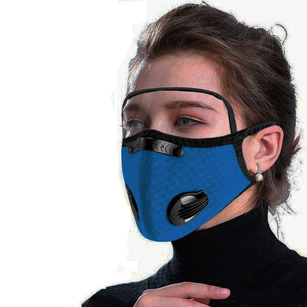 2 X Cycling Face Mask with Filtered Valve Blue
