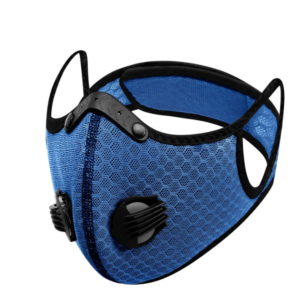 2 X Cycling Face Mask with Filtered Valve Blue
