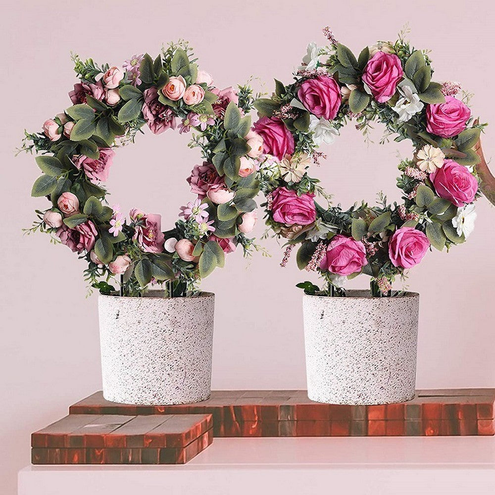 2X Round Heart Shape Plant Trellis Climbing Plants Flower Support Garden Trellis