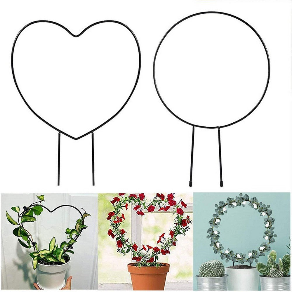 2X Round Heart Shape Plant Trellis Climbing Plants Flower Support Garden Trellis