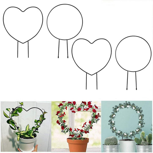 4X Round Heart Shape Plant Trellis Climbing Plants Flower Support Garden Trellis
