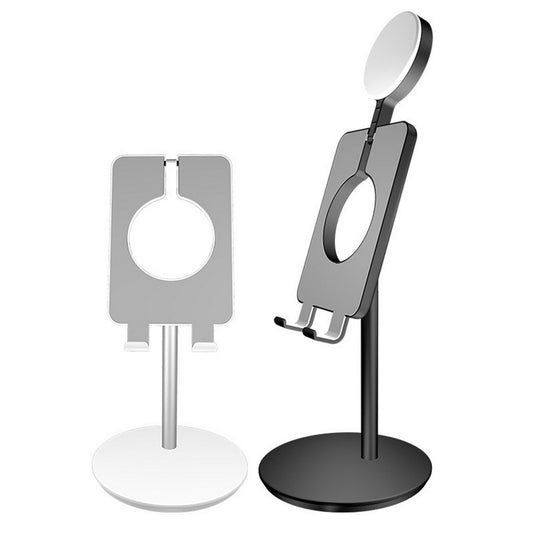 2 X Black White Desktop Mobile Phone Holder Phone Tablet Stand with Fill Light
