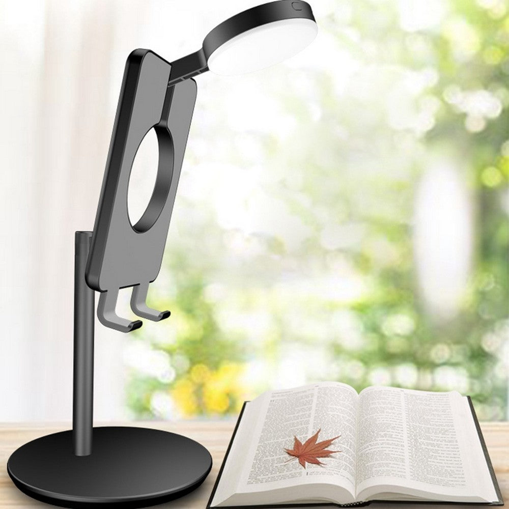 2 X Black White Desktop Mobile Phone Holder Phone Tablet Stand with Fill Light