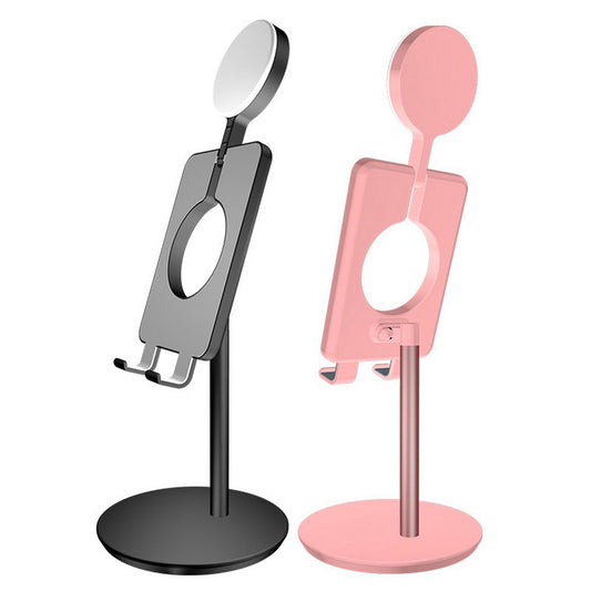 2 X Black Pink Desktop Mobile Phone Holder Phone Tablet Stand with Fill Light