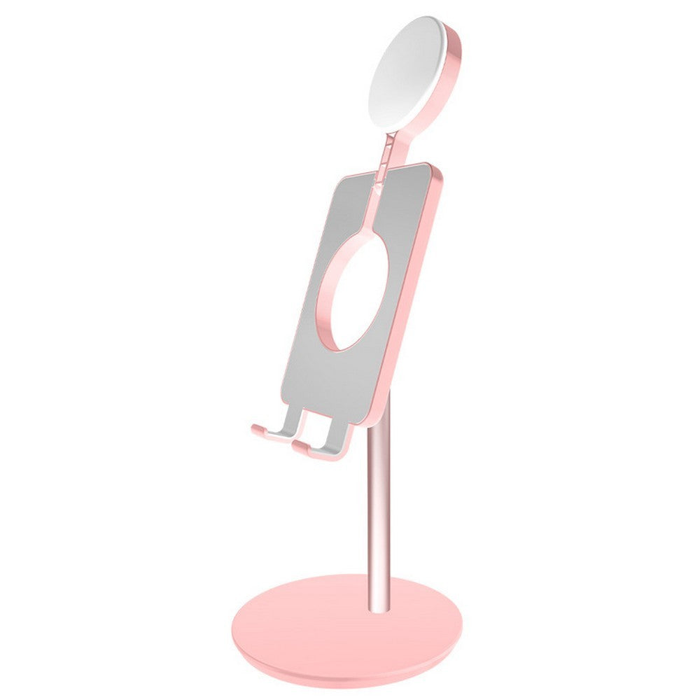 2 X White Pink Desktop Mobile Phone Holder Phone Tablet Stand with Fill Light
