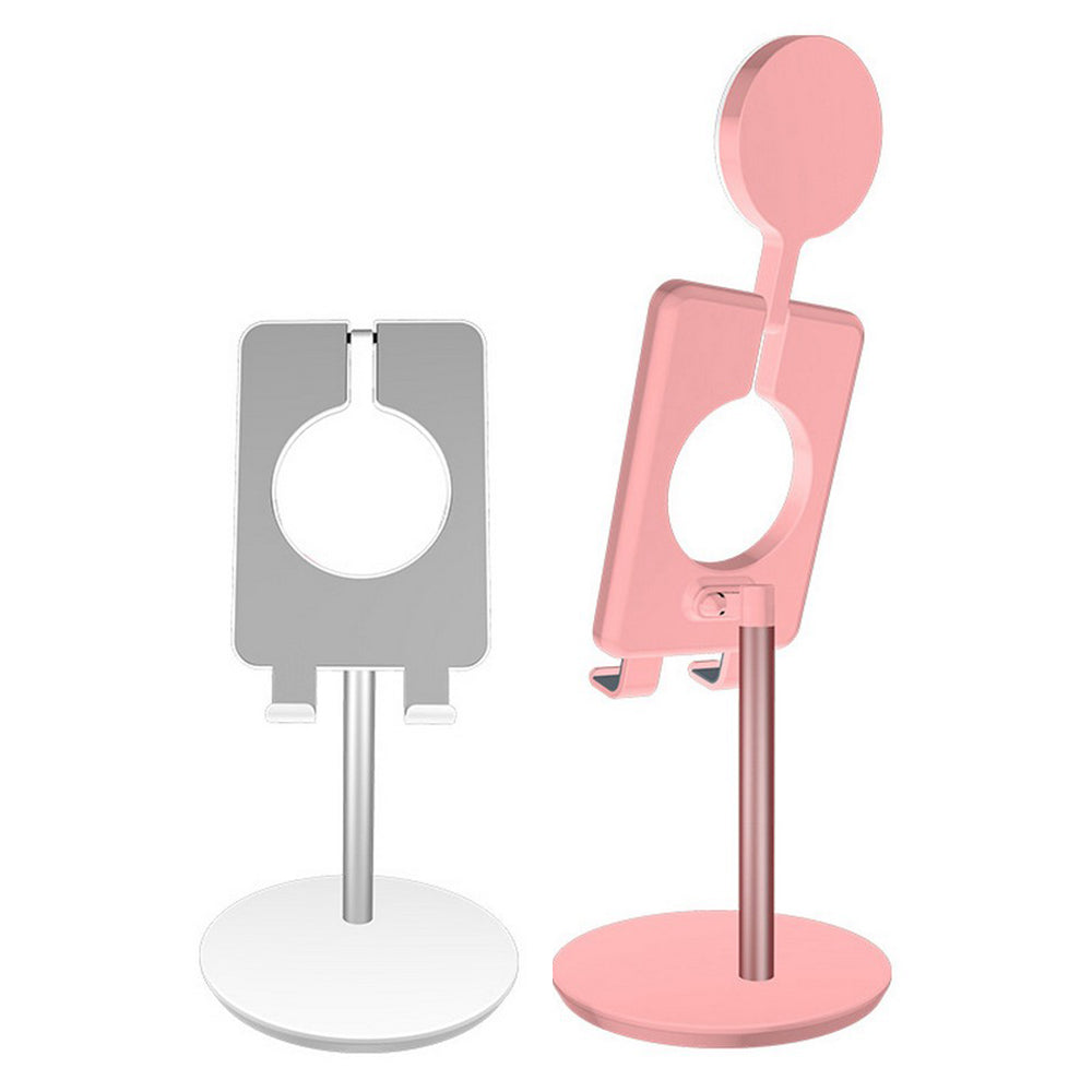 2 X White Pink Desktop Mobile Phone Holder Phone Tablet Stand with Fill Light