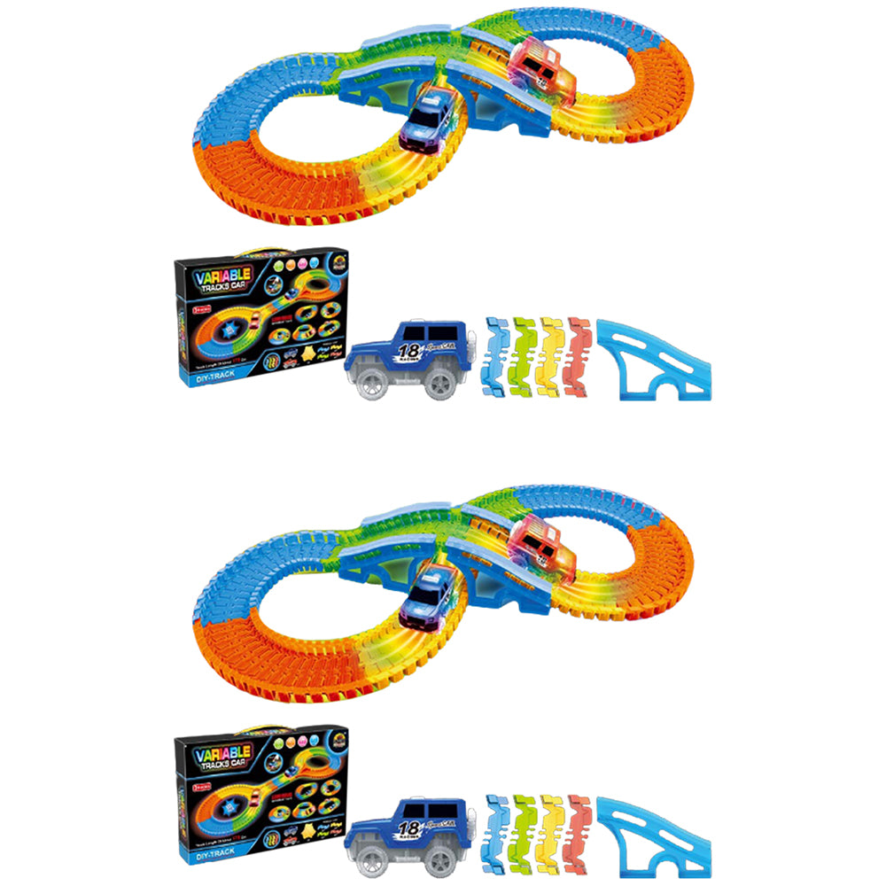 2 X 125pcs Children Flexible Glow In The Dark Car Race Track Set