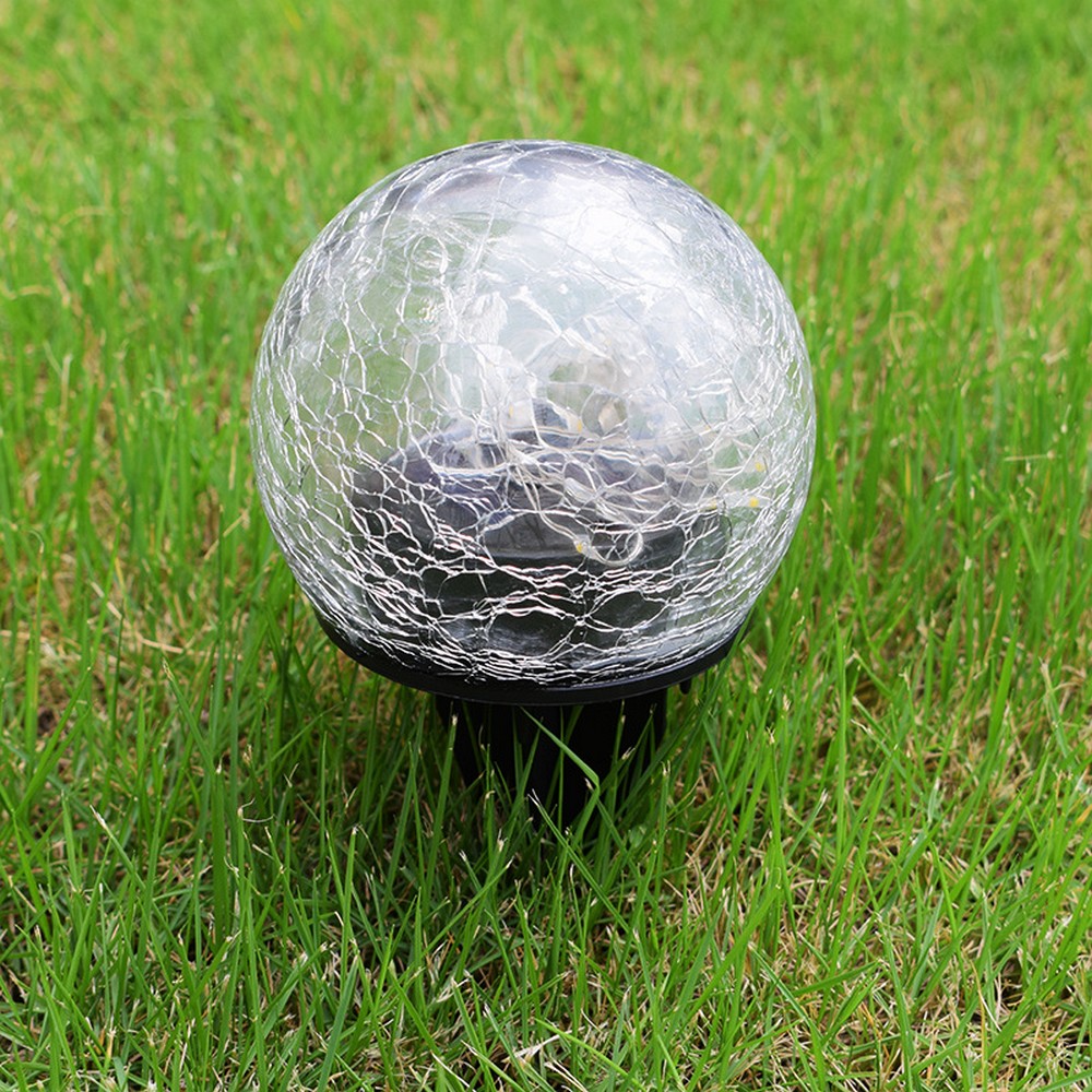 4 X Warm White Cracked Glass Solar Powered Globe Ground Lights Garden Decoration Lights