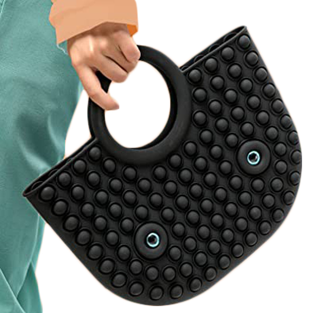 Black Pop Bubble Game Fidget Handbag 2 in 1 Stress Relaxation Toy Bag