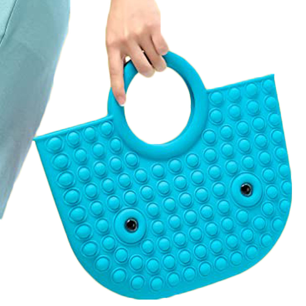 Blue Pop Bubble Game Fidget Handbag 2 in 1 Stress Relaxation Toy Bag